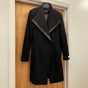 Calvin Klein Black Wool Coat Precious Fibers Blend